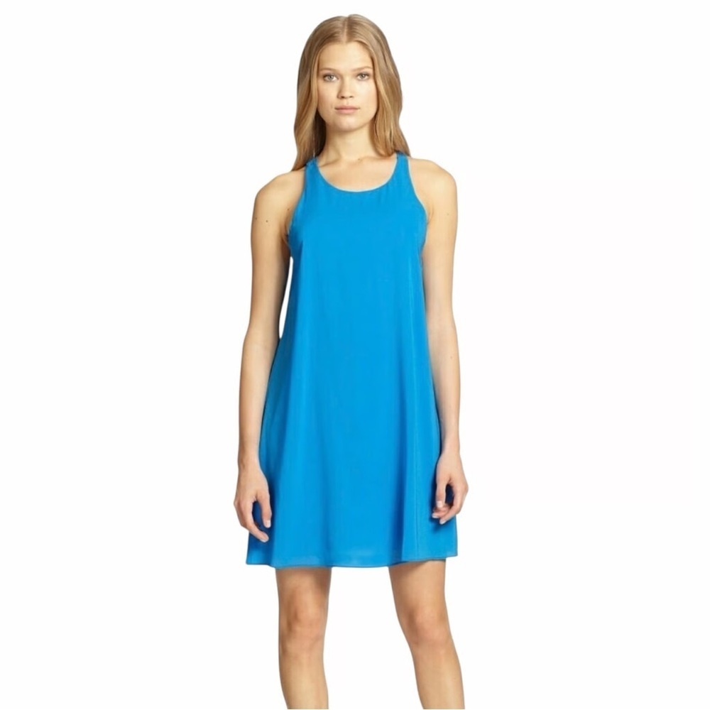 ALICE + OLIVIA Cobalt Blue Silk Mini Sleeveless Dress Womens XS